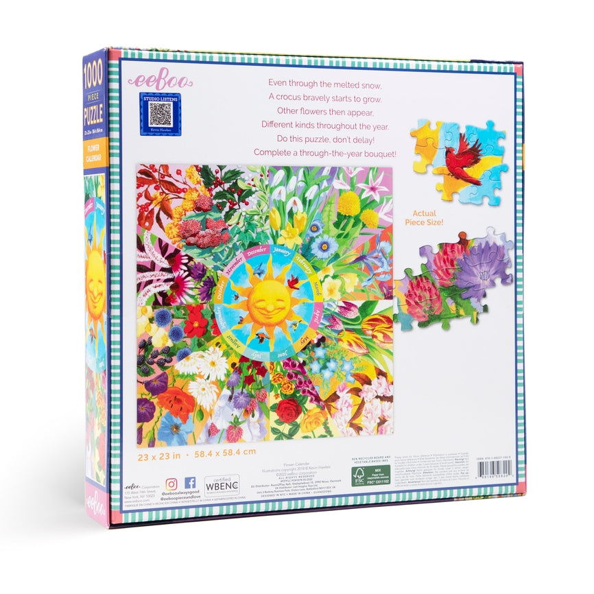 Flower Calendar by eeBoo 1,000 Piece Jigsaw Puzzle